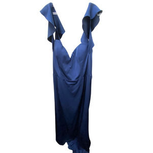 Deep Blue Ruffle Maxi Dress Size 16 - - Evening Gown